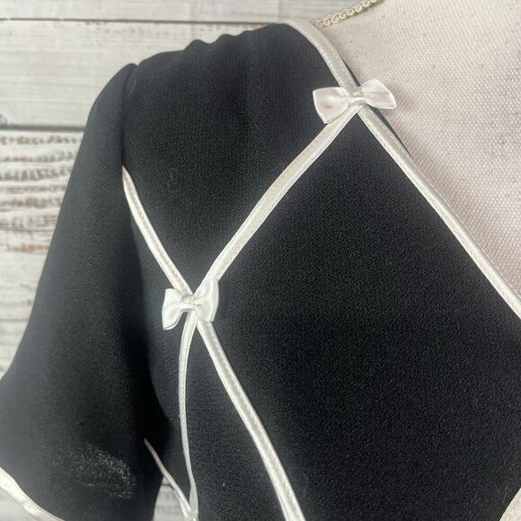 Vintage Misty Lane Dress size 11/12 Black Crepe Ribbons & Bows Wedding Church - Picture 5 of 12